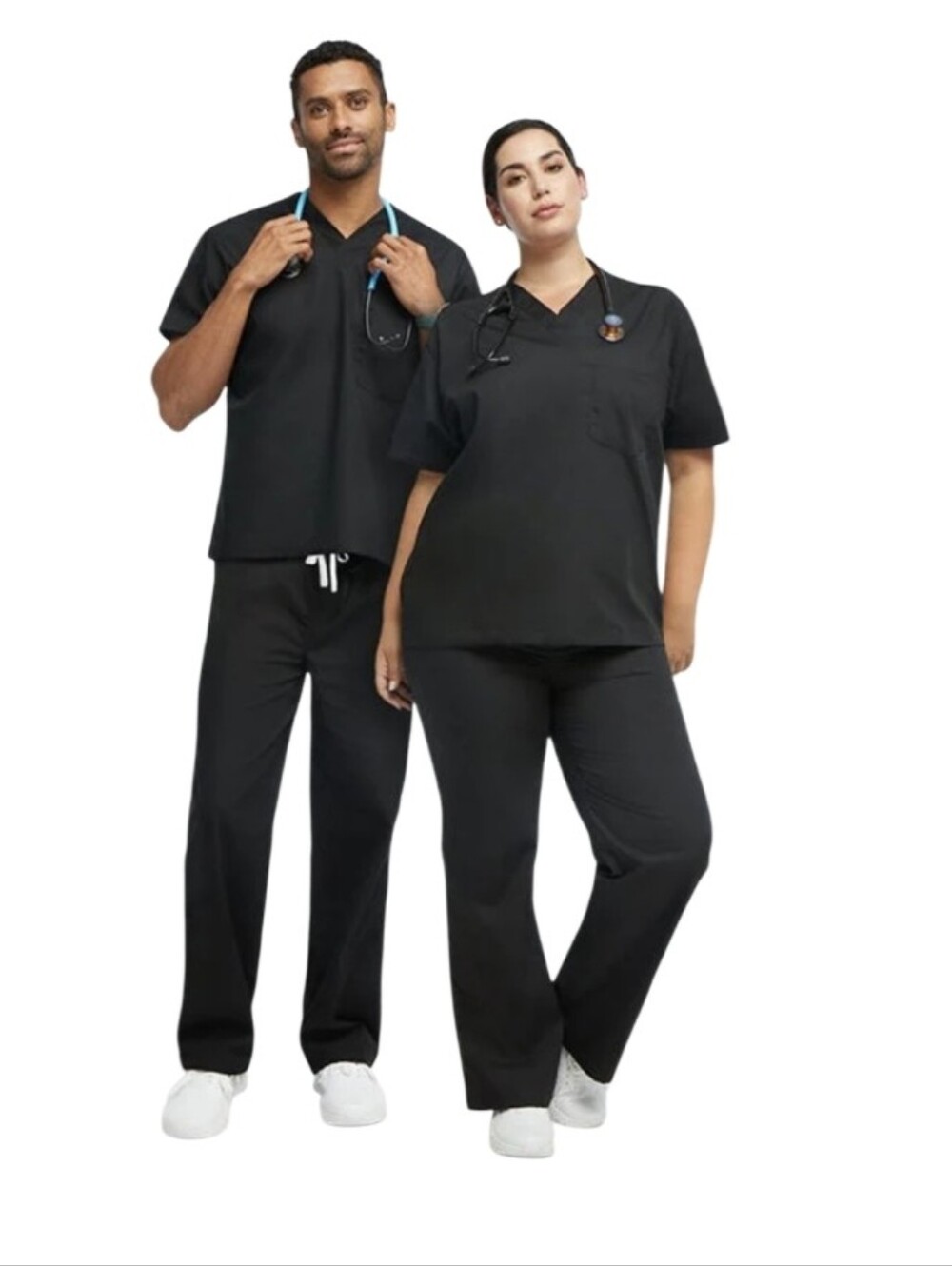 #K89 Black Women's Straight-Leg Medical Scrub Pants .
